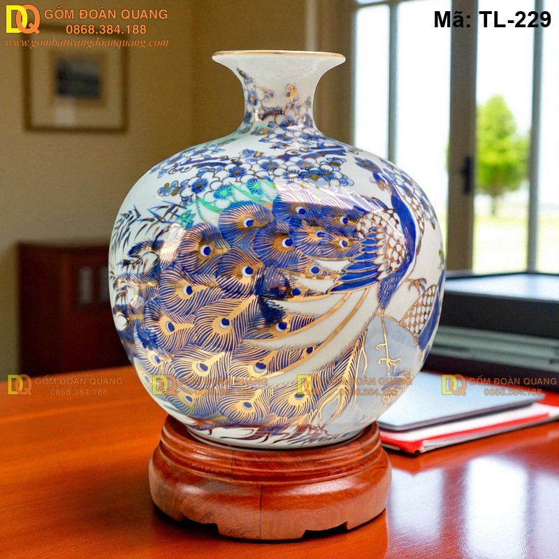 Bình tài lộc vẽ tích cảnh Công Thành Danh Toại cao 28cm mã TL-229