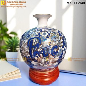 Bình thu hút tài lộc Bách Hoa chữ Phúc mã TL-149