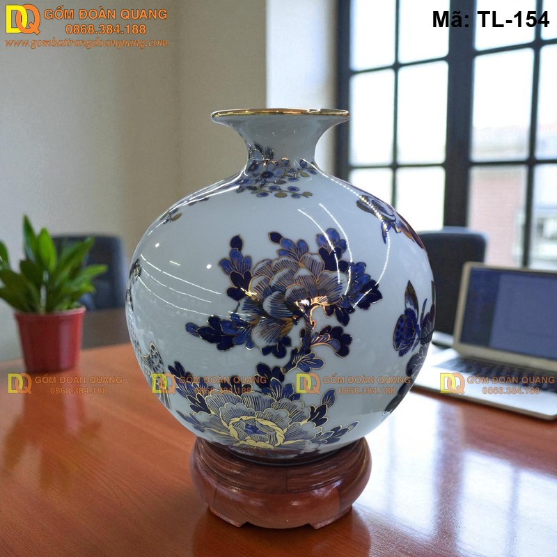 Bình tụ tài tụ lộc cảnh Công Đào nền trắng mã TL-154 – Ảnh 3