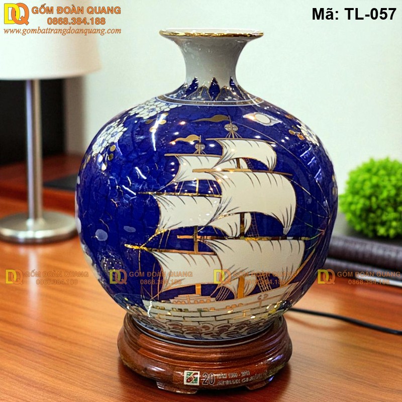 Bộ bình hút tài lộc màu xanh vẽ Thuận Buồm Xuôi Gió mã TL-057
