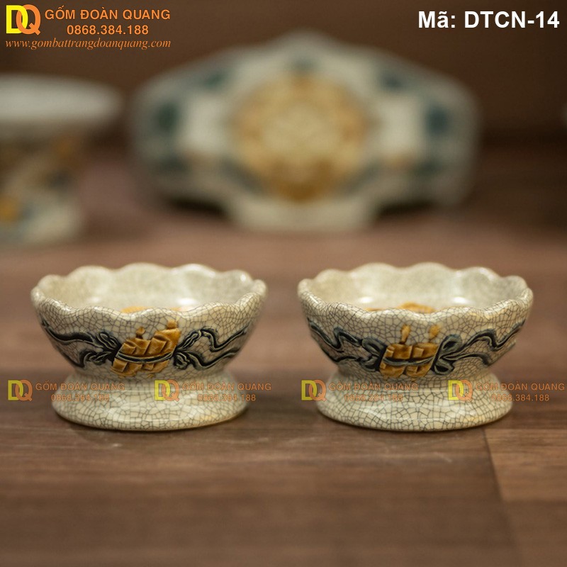 Chân nến bàn thờ men rạn nổi mã DTCN-14