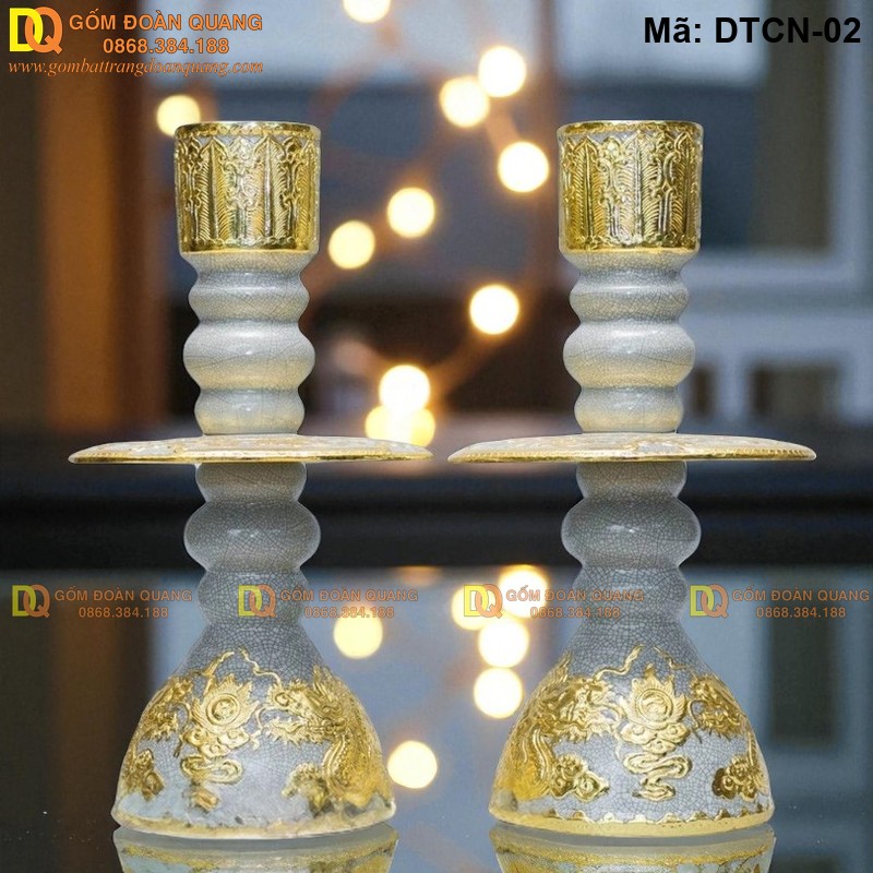 Chân nến cây dát mạ vàng mẫu cao cấp mã DTCN-02