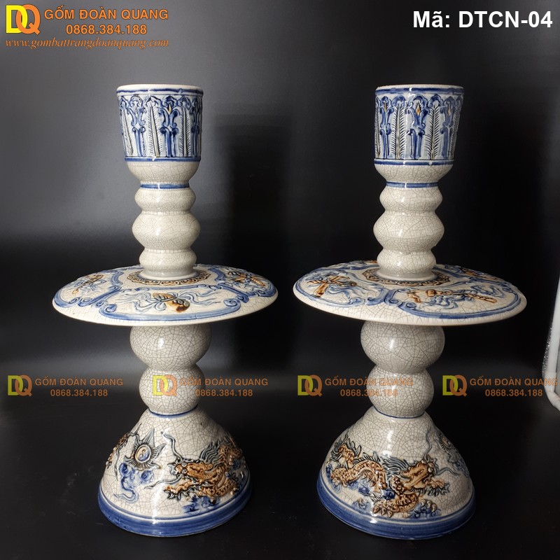 Chân nến thờ men rạn nổi Bát Tràng mã DTCN-04 – Ảnh 2