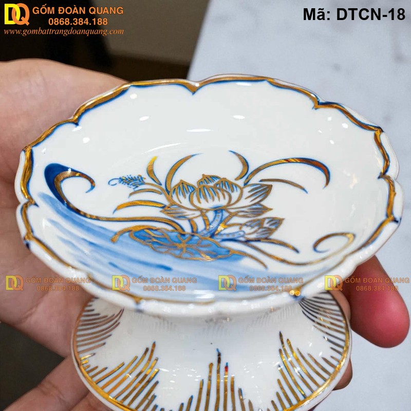 Chân nến thờ sứ Bát Tràng vẽ vàng 24K mã DTCN-18 – Ảnh 3