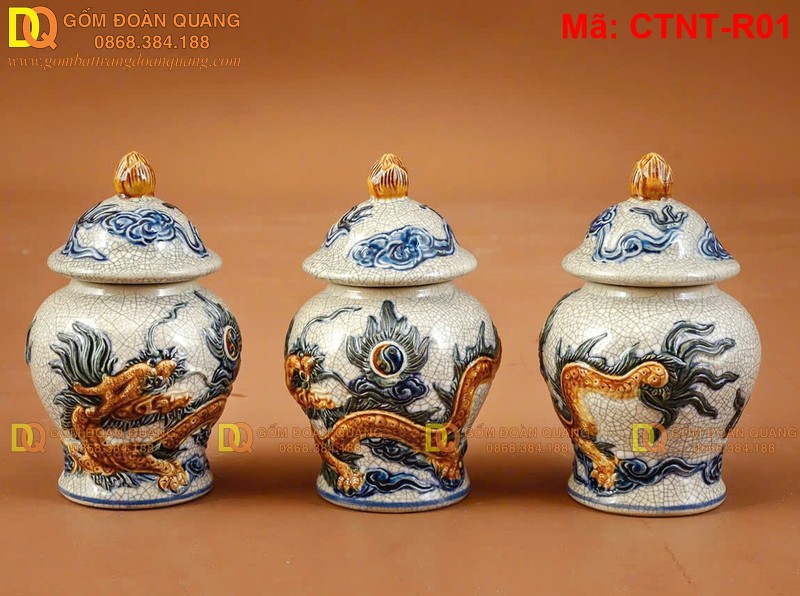 Chóe nước trên bàn thờ đắp nổi Rồng mã CTNT-R01 - Ảnh 2
