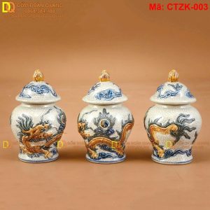 Chóe thờ Bát Tràng men rạn đắp rồng mã CTZK-003