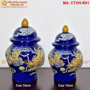 Choé thờ màu Xanh Dương sứ Bát Tràng mã CTVH-R01