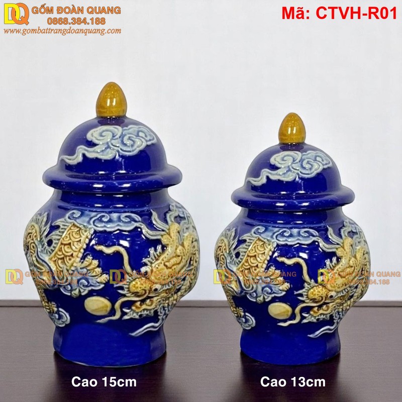 Choé thờ màu Xanh Dương sứ Bát Tràng mã CTVH-R01