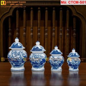 Chóe thờ men lam vẽ sen đủ cỡ mã CTCM-S01