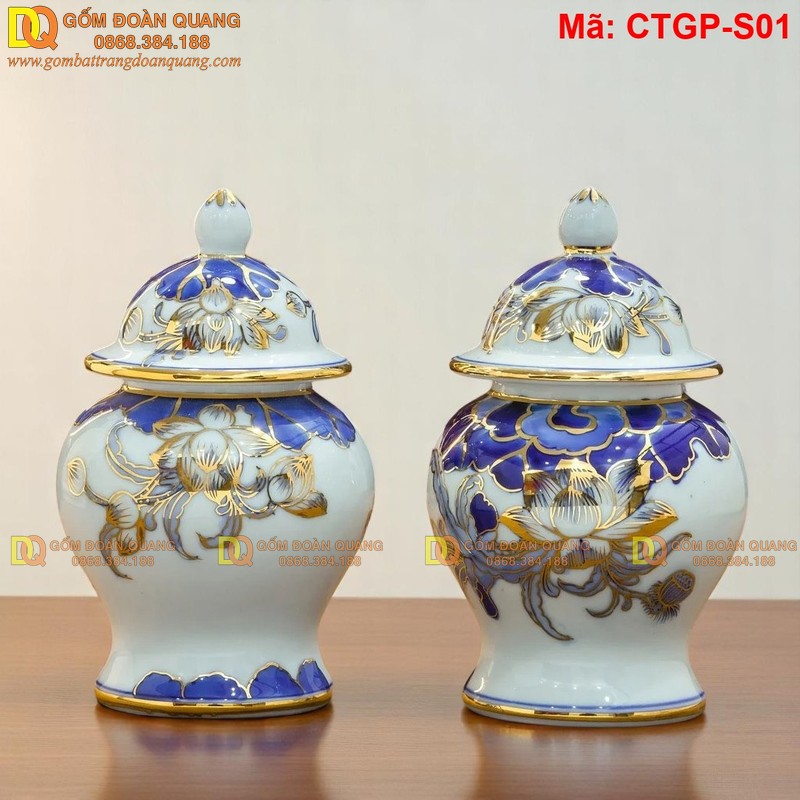 Chóe thờ men lam vẽ vàng 24k cao cấp mã CTGP-S01