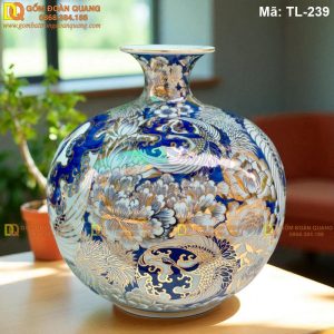 Mẫu bình hút tài lộc vẽ Chim Hạc Hoa Phú Quý cỡ cao 33cm mã TL-239