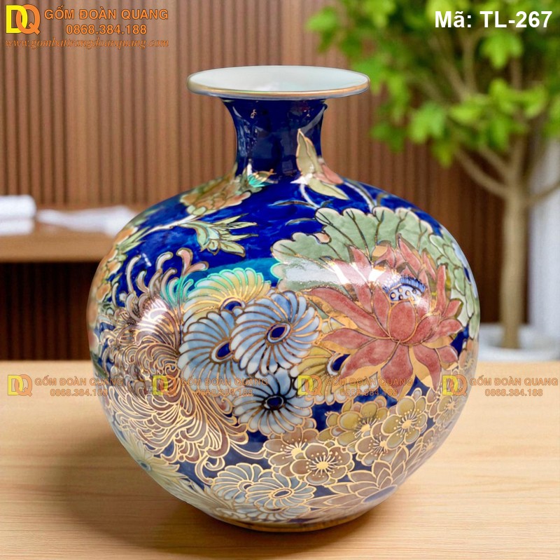 Bình hút tài lộc vẽ vàng 24K cao cấp cho người mệnh Thủy