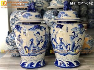 Chóe Bát Tràng Men lam cảnh Bát tiên mã CPT-042