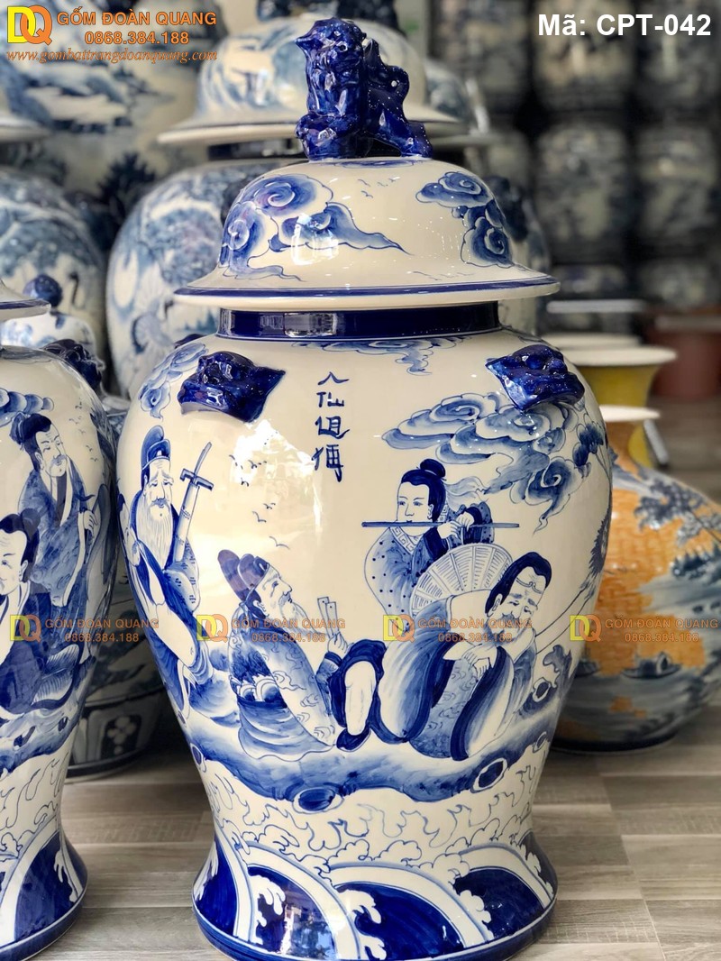 Chóe Bát Tràng Men lam cảnh Bát tiên mã CPT-042 – Ảnh 2