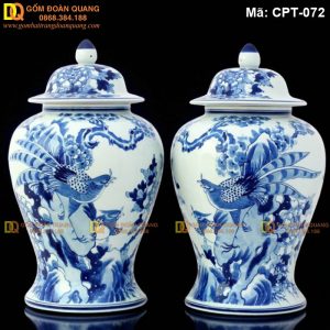 Chóe Bát Tràng Men lam cảnh Công đào mã CPT-072