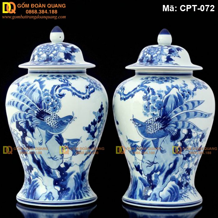 Chóe Bát Tràng Men lam cảnh Công đào mã CPT-072