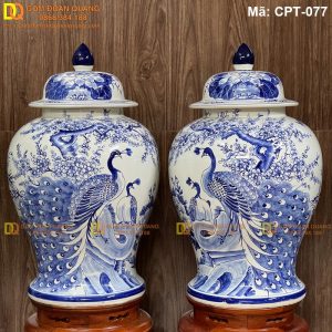 Chóe Bát Tràng Men lam cảnh Công đào mã CPT-077