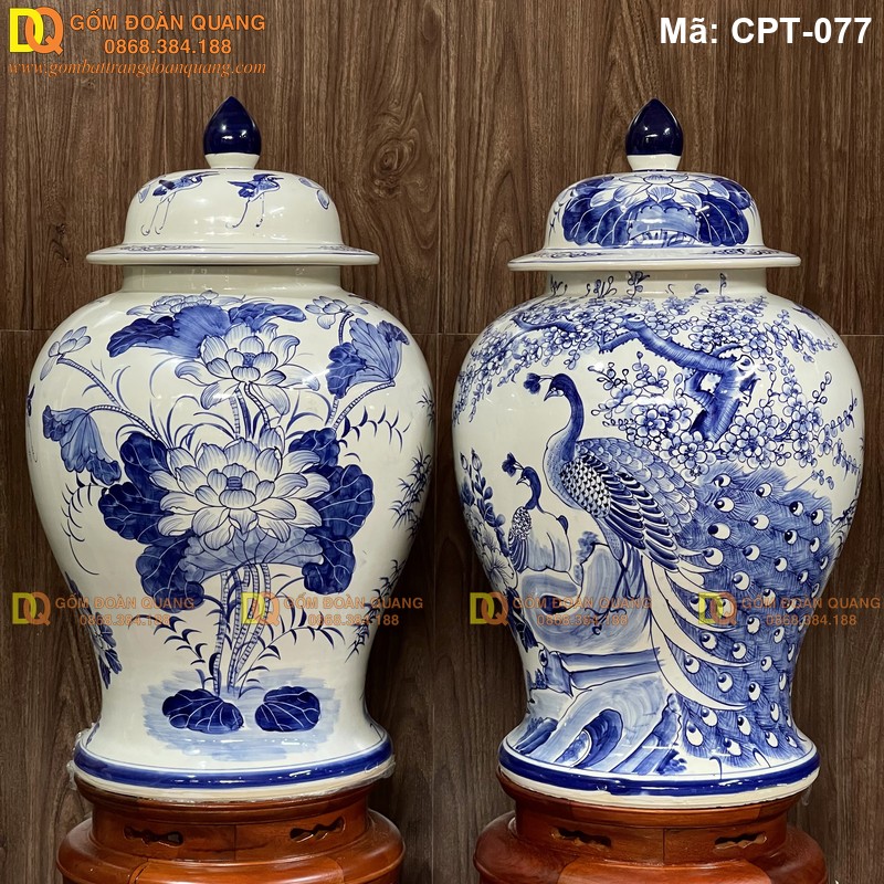 Chóe Bát Tràng Men lam cảnh Công đào mã CPT-077 – Ảnh 2