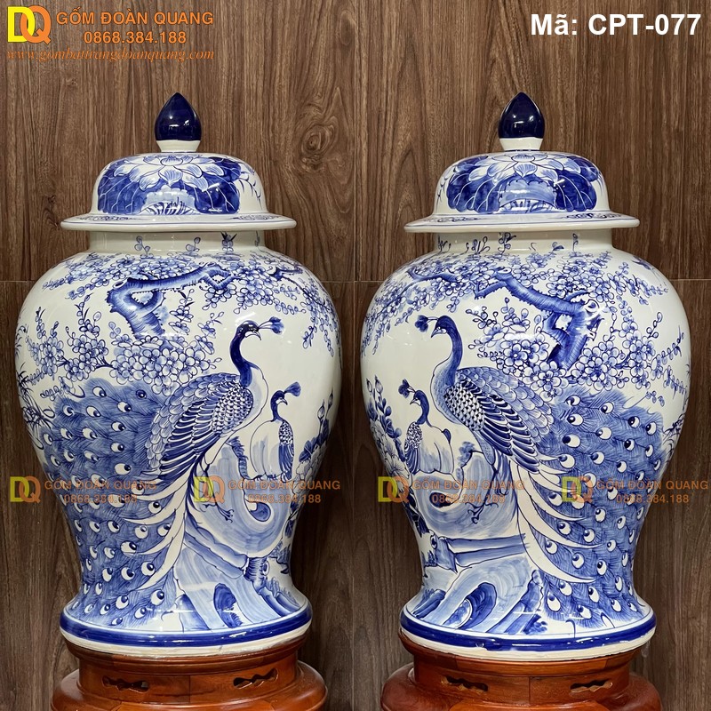 Chóe Bát Tràng Men lam cảnh Công đào mã CPT-077
