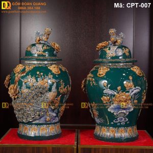 Chóe Bát Tràng Men lục bảo cảnh Công đào mã CPT-007