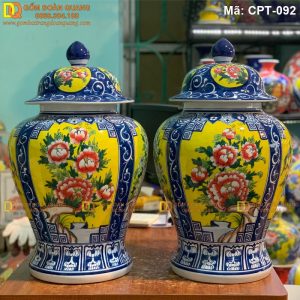 Chóe Bát Tràng Men màu vàng cảnh Tứ cảnh mã CPT-092