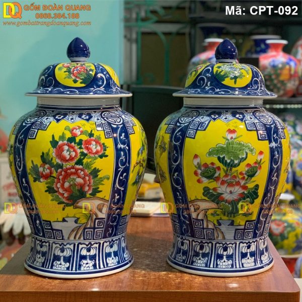 Chóe Bát Tràng Men màu vàng cảnh Tứ cảnh mã CPT-092 - Ảnh 2