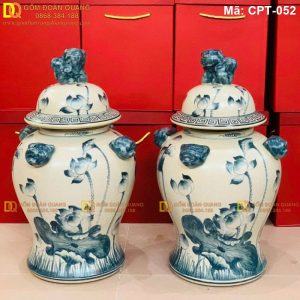 Chóe Bát Tràng Men rạn cảnh Sen mã CPT-052