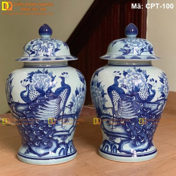 Chóe gốm sứ Men lam cảnh Công Đào mã CPT-100