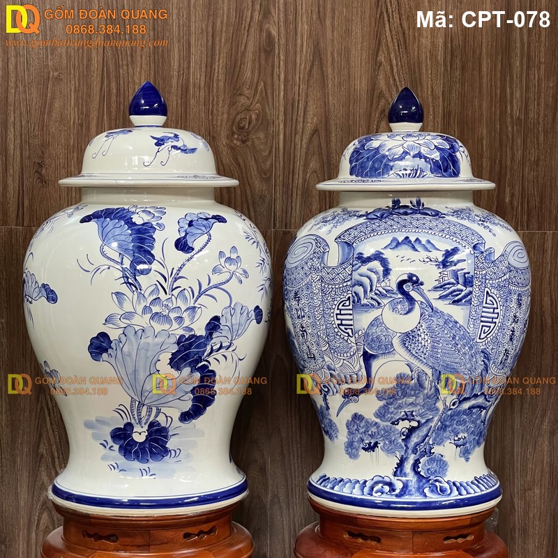 Chóe phong thủy Bát Tràng Men lam cảnh Sơn thủy mã CPT-078 – Ảnh 2