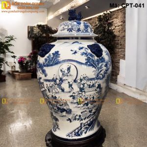 Chóe phong thủy Men lam cảnh Bách nhi mã CPT-041