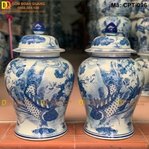 Chóe phong thủy Men lam cảnh Sen cá mã CPT-096