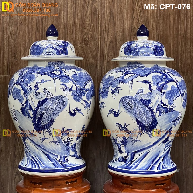 Chóe phong thủy Men lam cảnh Tùng hạc mã CPT-076