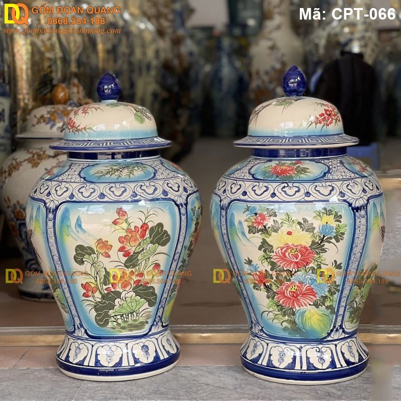 Chóe phong thủy Men màu cảnh Tứ cảnh Tùng Cúc Sen Mai mã CPT-066