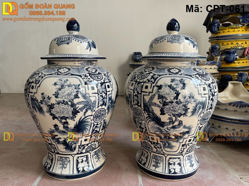 Chóe phong thủy Bát Tràng tứ cảnh màu xanh tràm