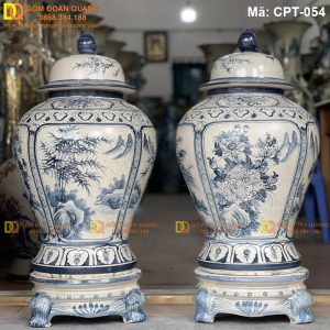 Chóe sứ Bát Tràng Men rạn cảnh Tứ cảnh Tùng Cúc Trúc Mai mã CPT-054