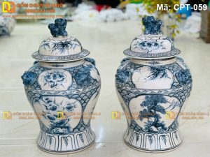 Chóe sứ Bát Tràng Men rạn cảnh Tứ cảnh Tùng Cúc Trúc Mai mã CPT-059