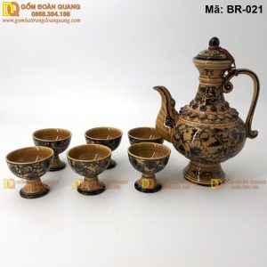 Bình đựng rượu bằng gốm sứ kiểu dáng cổ, dùng rót tiện lợi mã BR-021