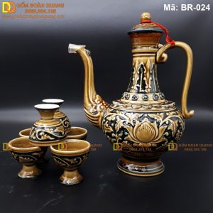 Bình gốm đựng rượu Bát Tràng làm thủ công, form cổ mã BR-024