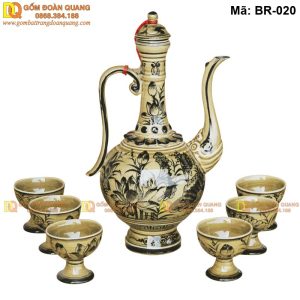Bình rót rượu độc đáo bằng gốm sứ, phong cách riêng mã BR-020