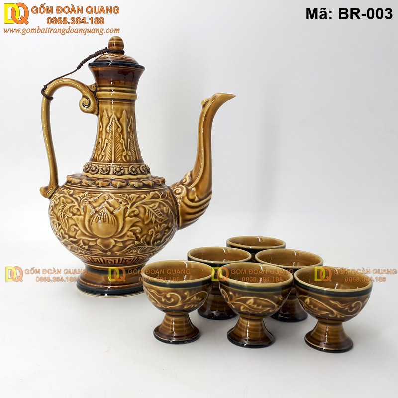 Bình rượu cổ trang phong cách xưa, phù hợp trưng bày và biếu tặng mã BR-003