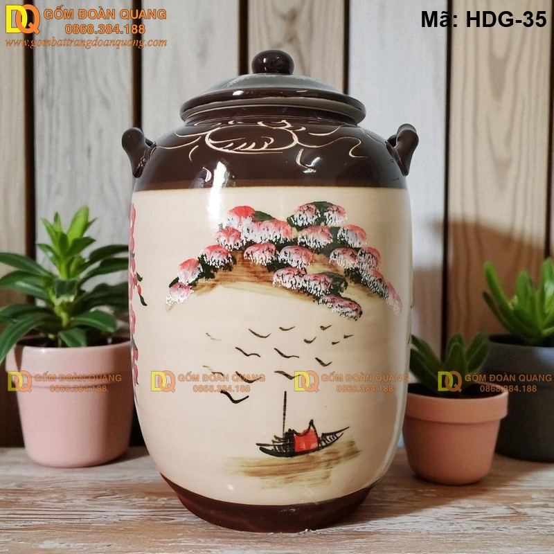 Chum đựng gạo Bát Tràng gốm sành, dùng bền nhiều năm mã HDG-35 - Ảnh 2