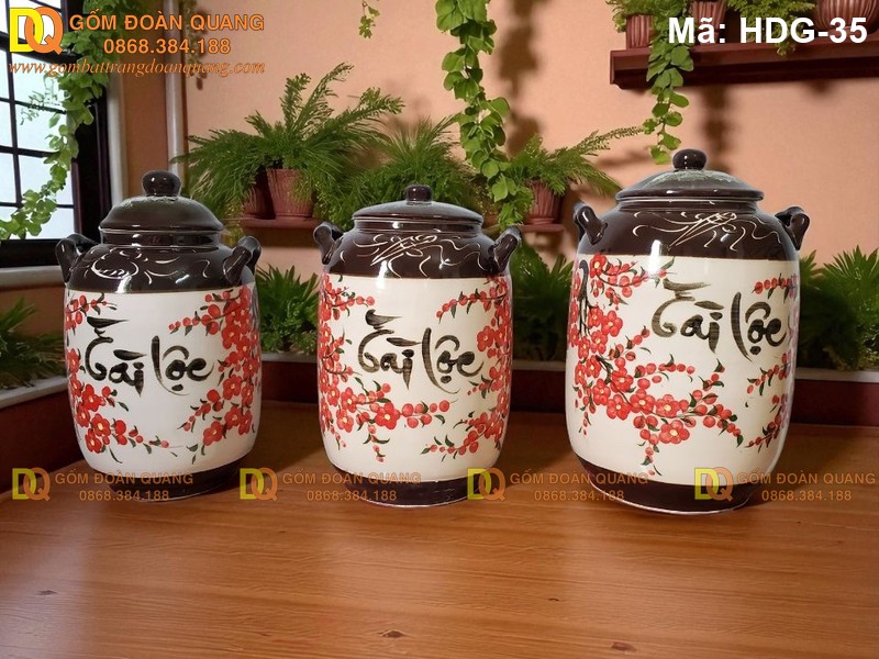 Chum đựng gạo Bát Tràng gốm sành, dùng bền nhiều năm mã HDG-35 - Ảnh 3