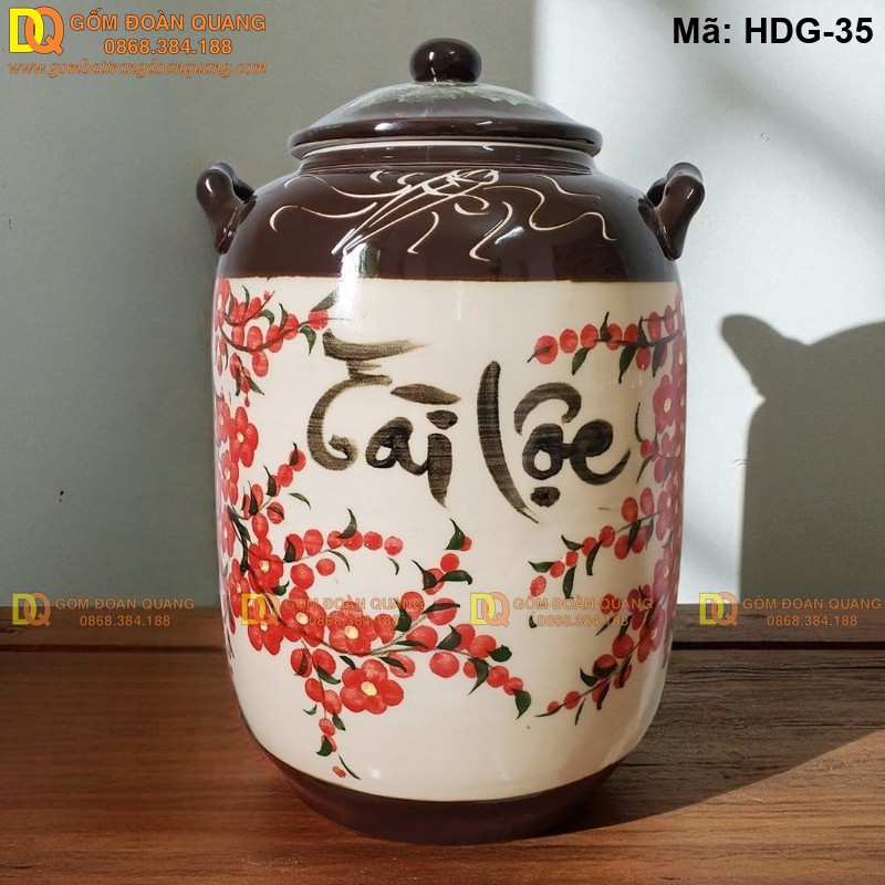 Chum đựng gạo Bát Tràng gốm sành, dùng bền nhiều năm mã HDG-35