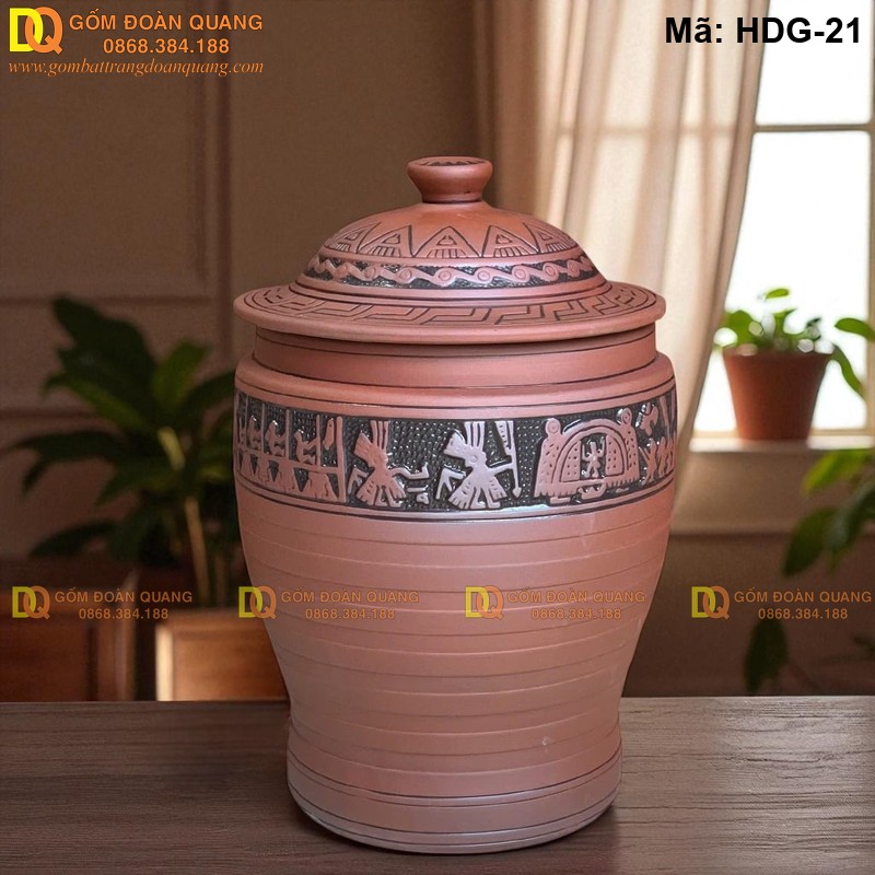 Chum gạo bằng gốm sành, bảo quản gạo khô ráo lâu dài mã HDG-21