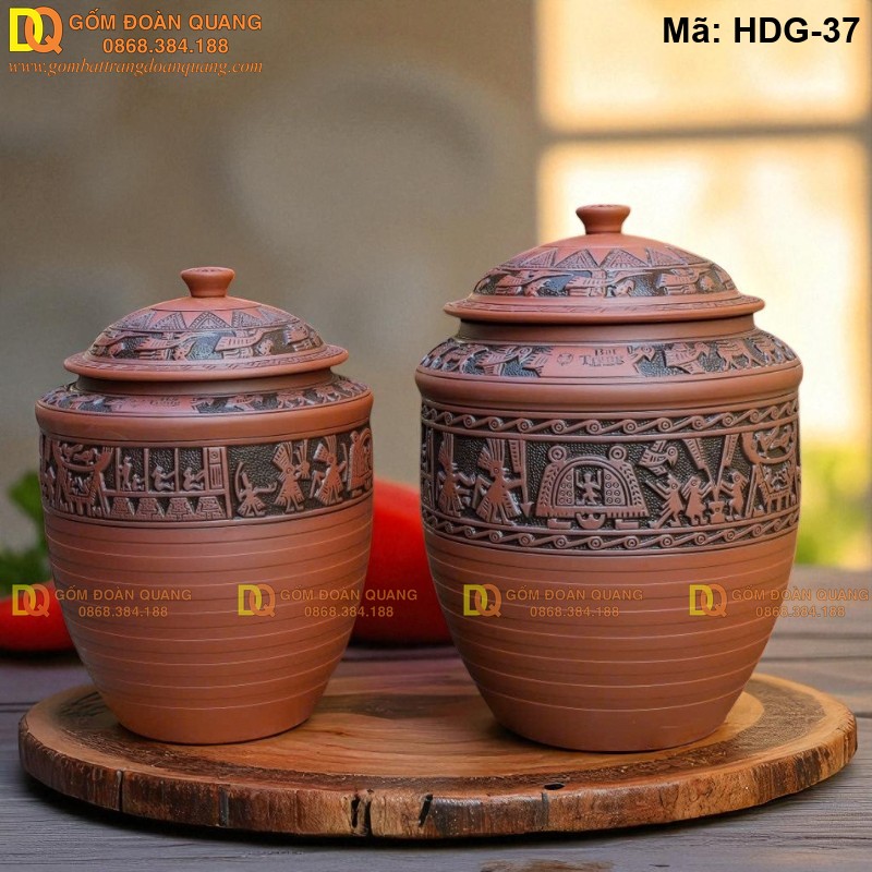 Hũ gạo bằng gốm sành, giữ gạo khô chống mối mọt mã HDG-37 - Ảnh 3