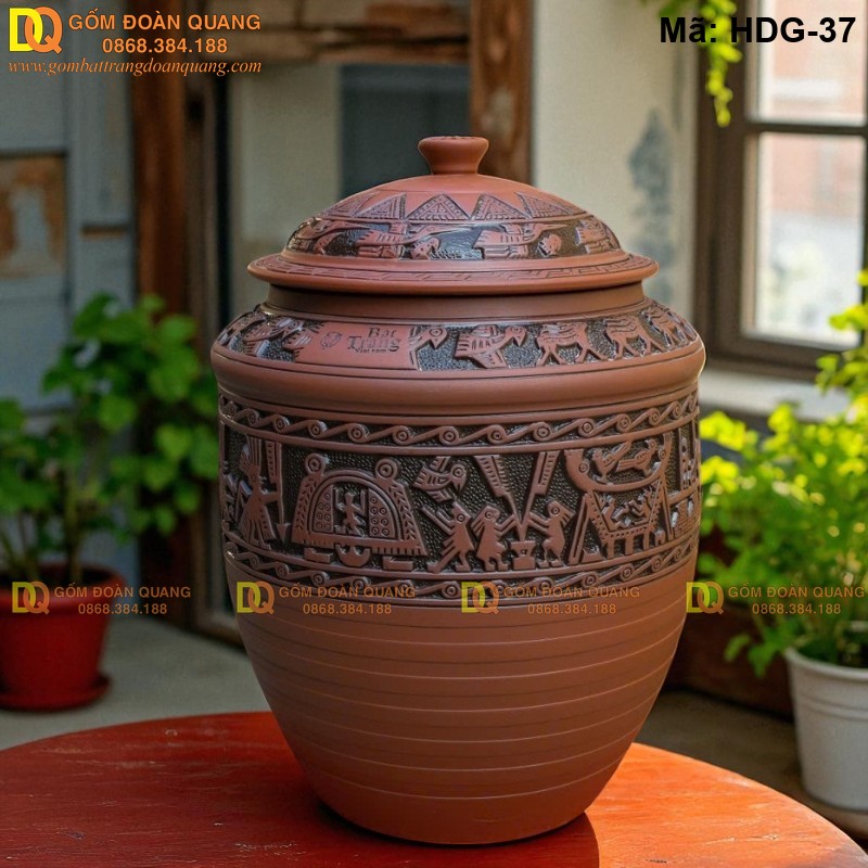 Hũ gạo bằng gốm sành, giữ gạo khô chống mối mọt mã HDG-37 - Ảnh 4