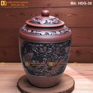 Hũ gạo Bát Tràng thủ công, dáng đẹp dễ sử dụng mã HDG-38