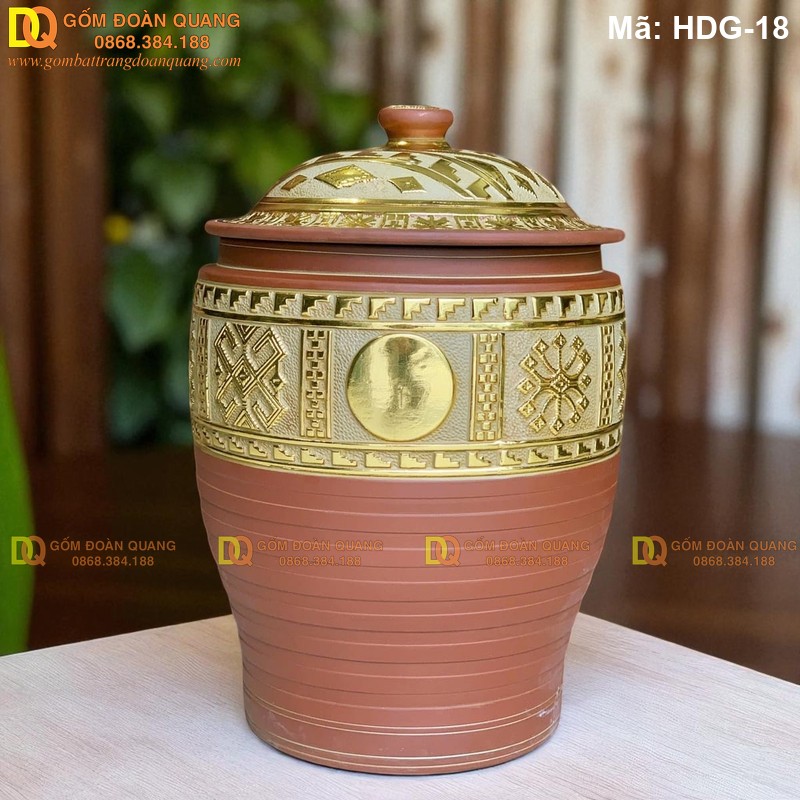 Hũ gạo phong thủy gốm sành, tượng trưng tài lộc đủ đầy mã HDG-18 - Ảnh 2
