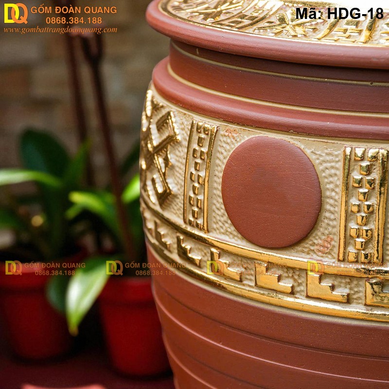 Hũ gạo phong thủy gốm sành, tượng trưng tài lộc đủ đầy mã HDG-18 - Ảnh 3