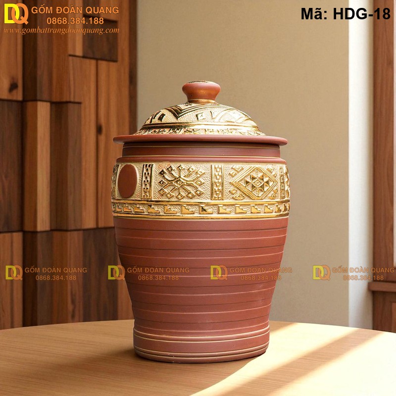Hũ gạo phong thủy gốm sành, tượng trưng tài lộc đủ đầy mã HDG-18 - Ảnh 4